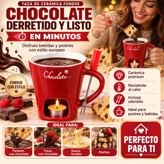 Taza Fondue: chocolate derretido en minutos